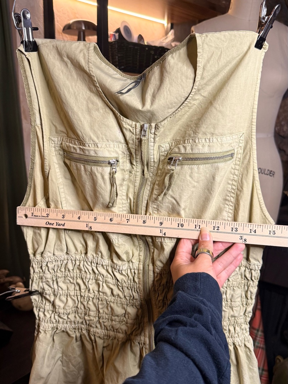 Anthropologie smocked wide leg jumpsuit - Picture 7 of 9